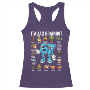 Italian Brainrot 67 Meme Racerback Tank Top Funny Six Seven Absurdist Viral Chaoscore Internet Humor Addicts TS02 Purple Print Your Wear