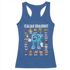 Italian Brainrot 67 Meme Racerback Tank Top Funny Six Seven Absurdist Viral Chaoscore Internet Humor Addicts TS02 Royal Blue Print Your Wear