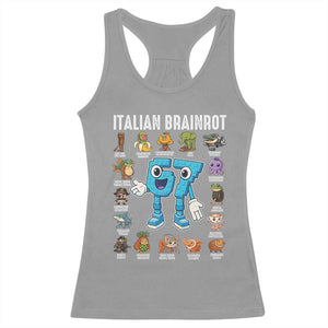 Italian Brainrot 67 Meme Racerback Tank Top Funny Six Seven Absurdist Viral Chaoscore Internet Humor Addicts TS02 Sport Gray Print Your Wear