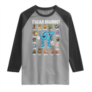 Italian Brainrot 67 Meme Raglan Shirt Funny Six Seven Absurdist Viral Chaoscore Internet Humor Addicts TS02 Sport Gray Black Print Your Wear