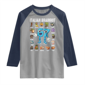 Italian Brainrot 67 Meme Raglan Shirt Funny Six Seven Absurdist Viral Chaoscore Internet Humor Addicts TS02 Sport Gray Navy Print Your Wear