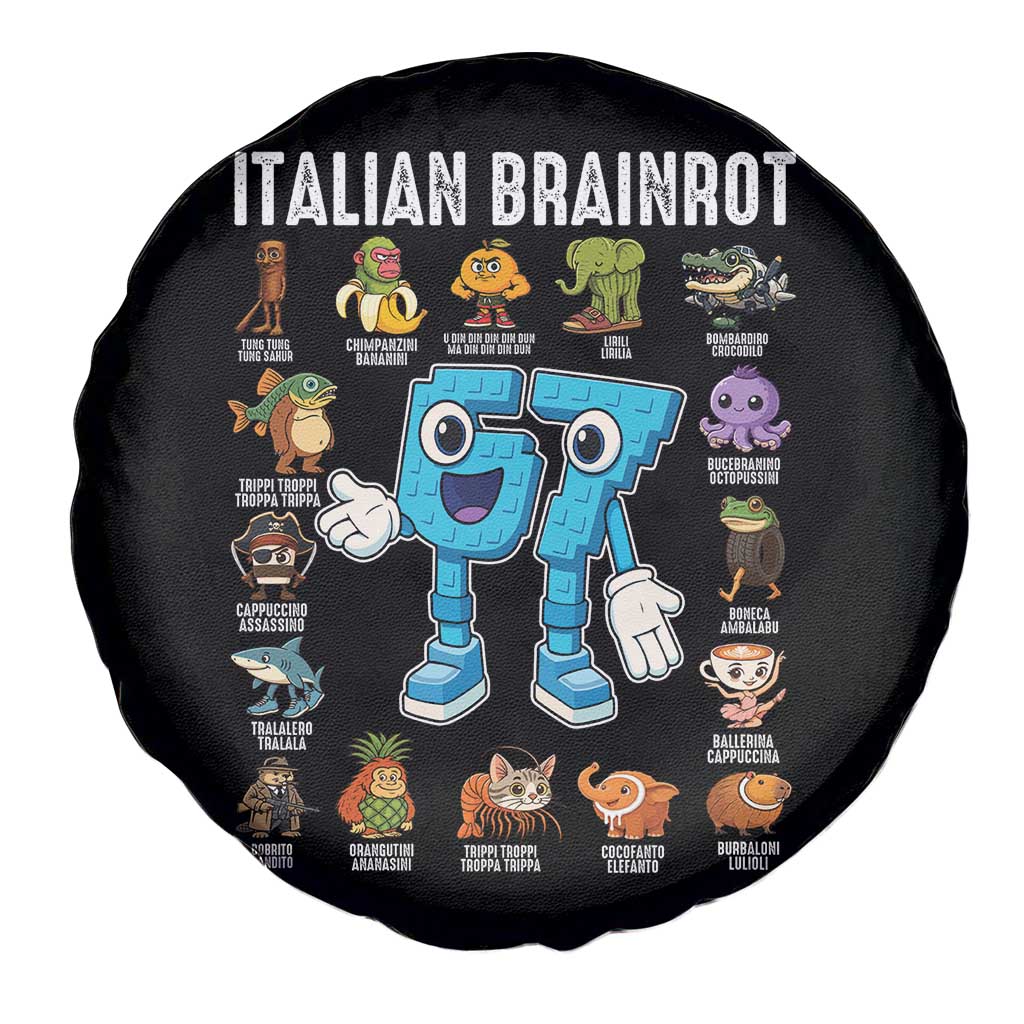 Italian Brainrot 67 Meme Spare Tire Cover Funny Six Seven Absurdist Viral Chaoscore Internet Humor Addicts TS02 Print Your Wear