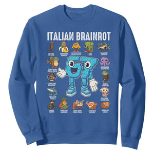 Italian Brainrot 67 Meme Sweatshirt Funny Six Seven Absurdist Viral Chaoscore Internet Humor Addicts TS02 Royal Blue Print Your Wear