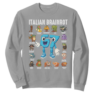 Italian Brainrot 67 Meme Sweatshirt Funny Six Seven Absurdist Viral Chaoscore Internet Humor Addicts TS02 Sport Gray Print Your Wear