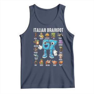 Italian Brainrot 67 Meme Tank Top Funny Six Seven Absurdist Viral Chaoscore Internet Humor Addicts TS02 Navy Print Your Wear