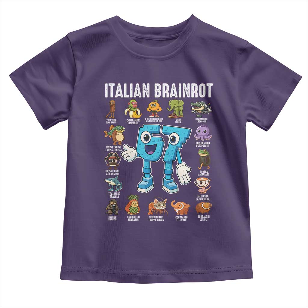 Italian Brainrot 67 Meme Toddler T Shirt Funny Six Seven Absurdist Viral Chaoscore Internet Humor Addicts TS02 Purple Print Your Wear