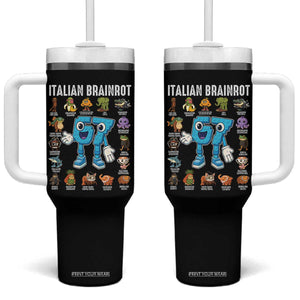 Italian Brainrot 67 Meme Tumbler With Handle Funny Six Seven Absurdist Viral Chaoscore Internet Humor Addicts TS02 One Size: 40 oz Black Print Your Wear