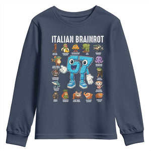 Italian Brainrot 67 Meme Youth Sweatshirt Funny Six Seven Absurdist Viral Chaoscore Internet Humor Addicts TS02 Navy Print Your Wear