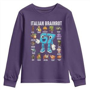 Italian Brainrot 67 Meme Youth Sweatshirt Funny Six Seven Absurdist Viral Chaoscore Internet Humor Addicts TS02 Purple Print Your Wear