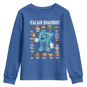 Italian Brainrot 67 Meme Youth Sweatshirt Funny Six Seven Absurdist Viral Chaoscore Internet Humor Addicts TS02 Royal Blue Print Your Wear