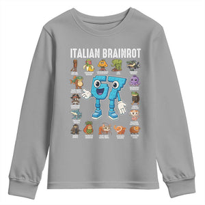 Italian Brainrot 67 Meme Youth Sweatshirt Funny Six Seven Absurdist Viral Chaoscore Internet Humor Addicts TS02 Sport Gray Print Your Wear