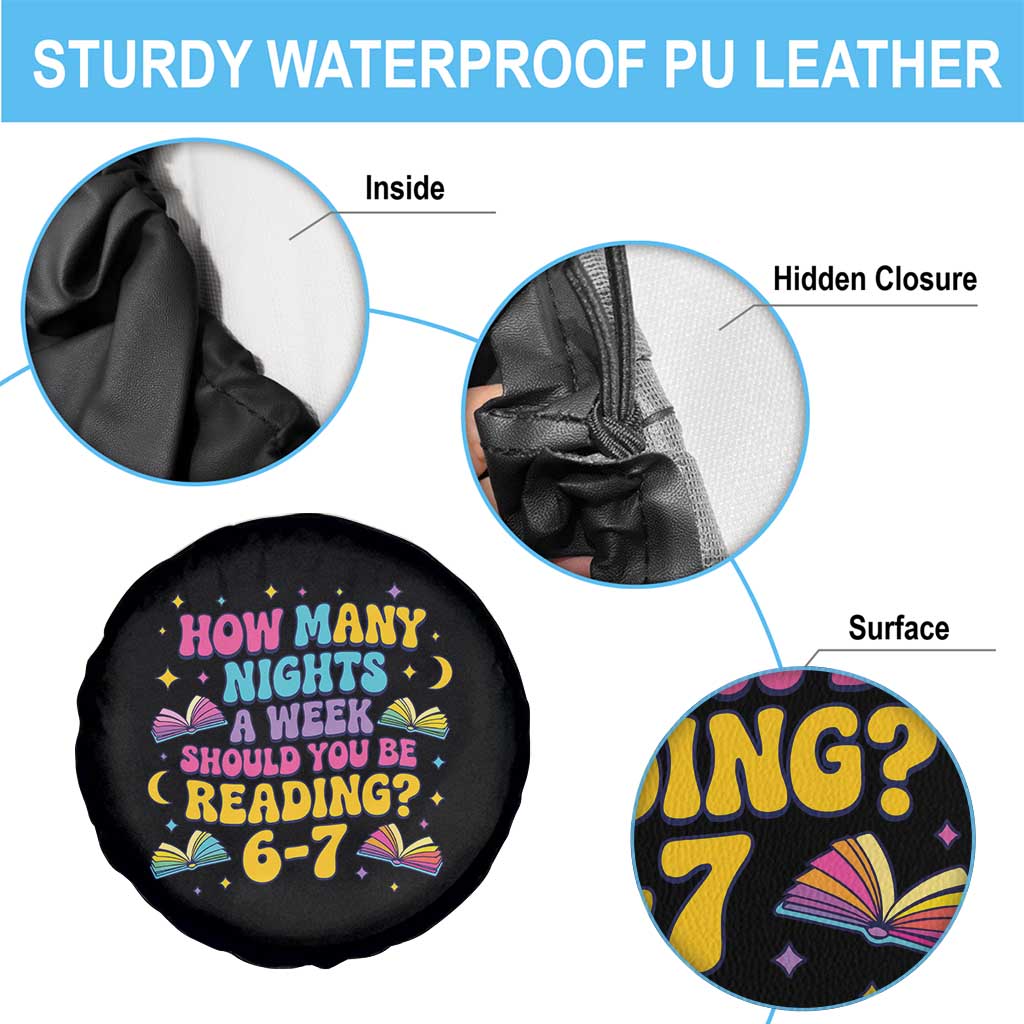 How Many Nights a Week Should You Be Reading 6 7 Spare Tire Cover Funny Book Meme for Teachers Students TS02 Print Your Wear