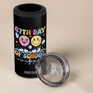 67th Day of School Vibes 4 in 1 Can Cooler Tumbler Cute Retro Smiling Face for Students & Teachers TS02 Print Your Wear