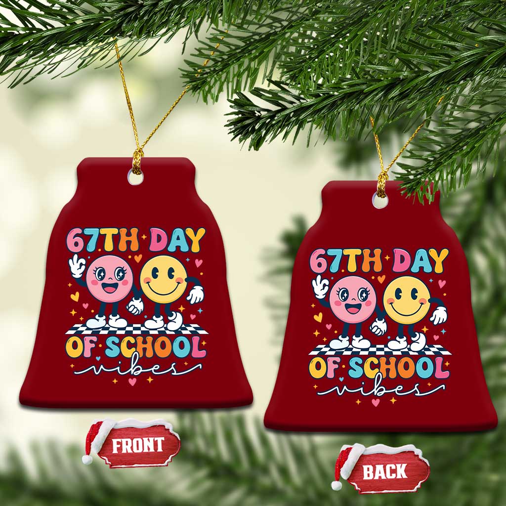 67th Day of School Vibes Ceramic Ornament Cute Retro Smiling Face for Students & Teachers TS02 Print Your Wear