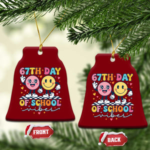 67th Day of School Vibes Ceramic Ornament Cute Retro Smiling Face for Students & Teachers TS02 Print Your Wear