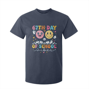 67th Day of School Vibes T Shirt For Kid Cute Retro Smiling Face for Students & Teachers TS02 Navy Print Your Wear