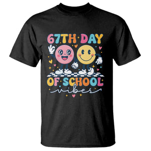 67th Day of School Vibes T Shirt Cute Retro Smiling Face for Students & Teachers TS02 Black Print Your Wear