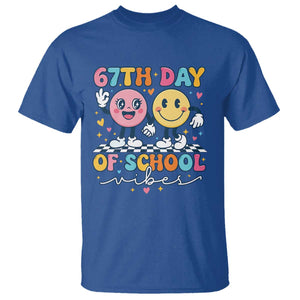 67th Day of School Vibes T Shirt Cute Retro Smiling Face for Students & Teachers TS02 Royal Blue Print Your Wear