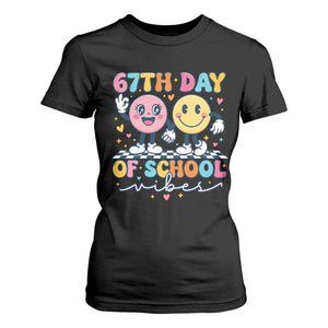 67th Day of School Vibes T Shirt For Women Cute Retro Smiling Face for Students & Teachers TS02 Black Print Your Wear