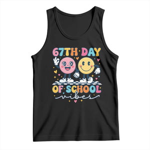 67th Day of School Vibes Tank Top Cute Retro Smiling Face for Students & Teachers TS02 Black Print Your Wear