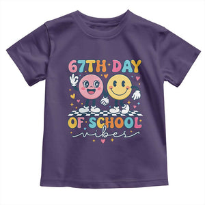 67th Day of School Vibes Toddler T Shirt Cute Retro Smiling Face for Students & Teachers TS02 Purple Print Your Wear