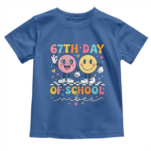 67th Day of School Vibes Toddler T Shirt Cute Retro Smiling Face for Students & Teachers TS02 Royal Blue Print Your Wear