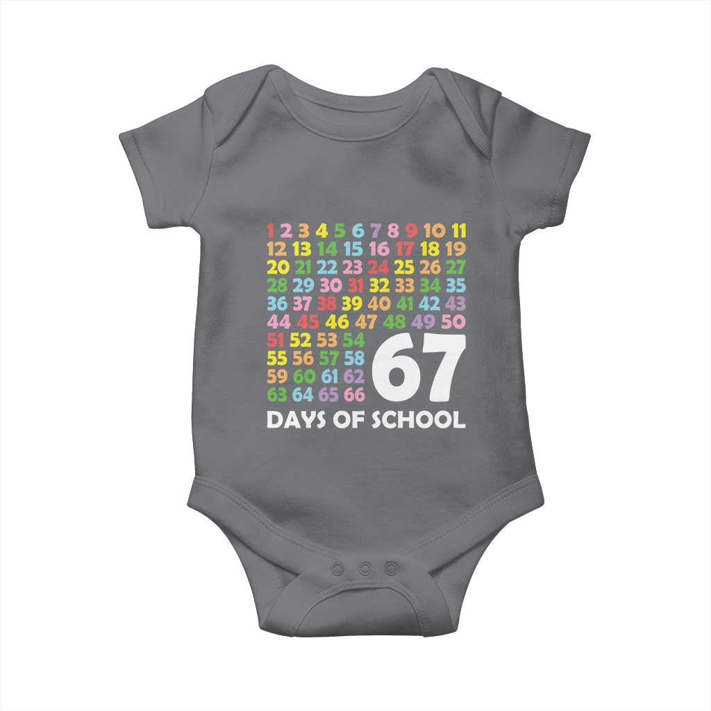 67 Days of School Baby Onesie Colorful Countdown Grid Milestone Classroom Fun TS02 Charcoal Print Your Wear