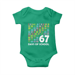 67 Days of School Baby Onesie Colorful Countdown Grid Milestone Classroom Fun TS02 Irish Green Print Your Wear