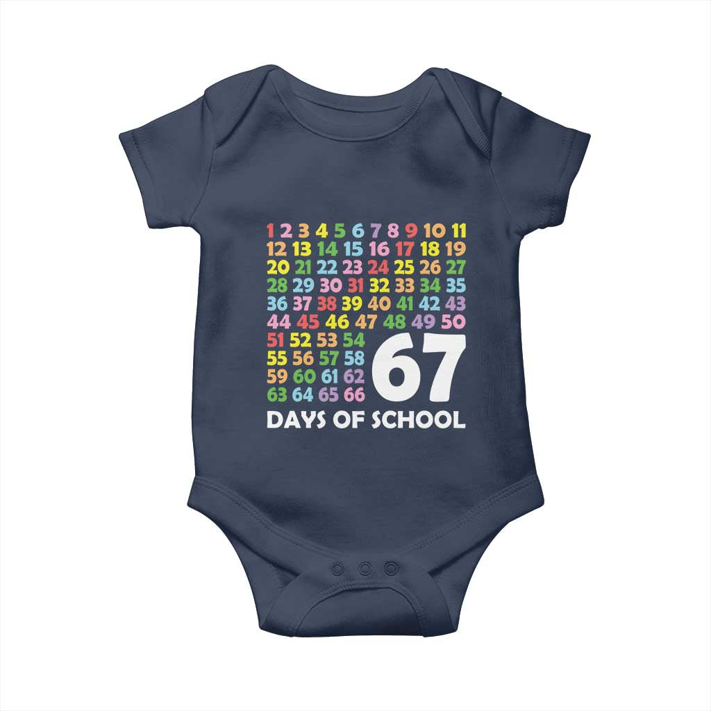 67 Days of School Baby Onesie Colorful Countdown Grid Milestone Classroom Fun TS02 Navy Print Your Wear
