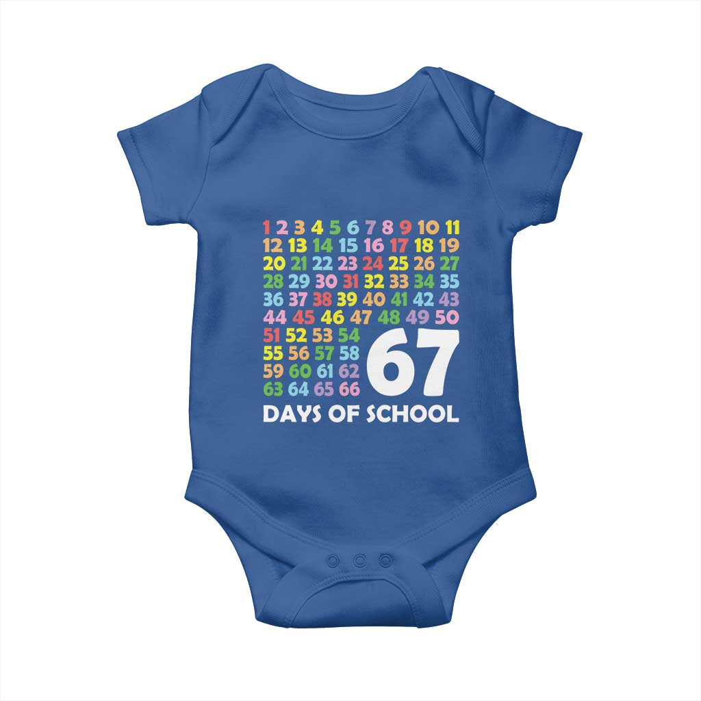 67 Days of School Baby Onesie Colorful Countdown Grid Milestone Classroom Fun TS02 Royal Blue Print Your Wear