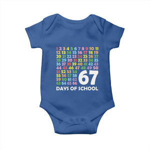 67 Days of School Baby Onesie Colorful Countdown Grid Milestone Classroom Fun TS02 Royal Blue Print Your Wear