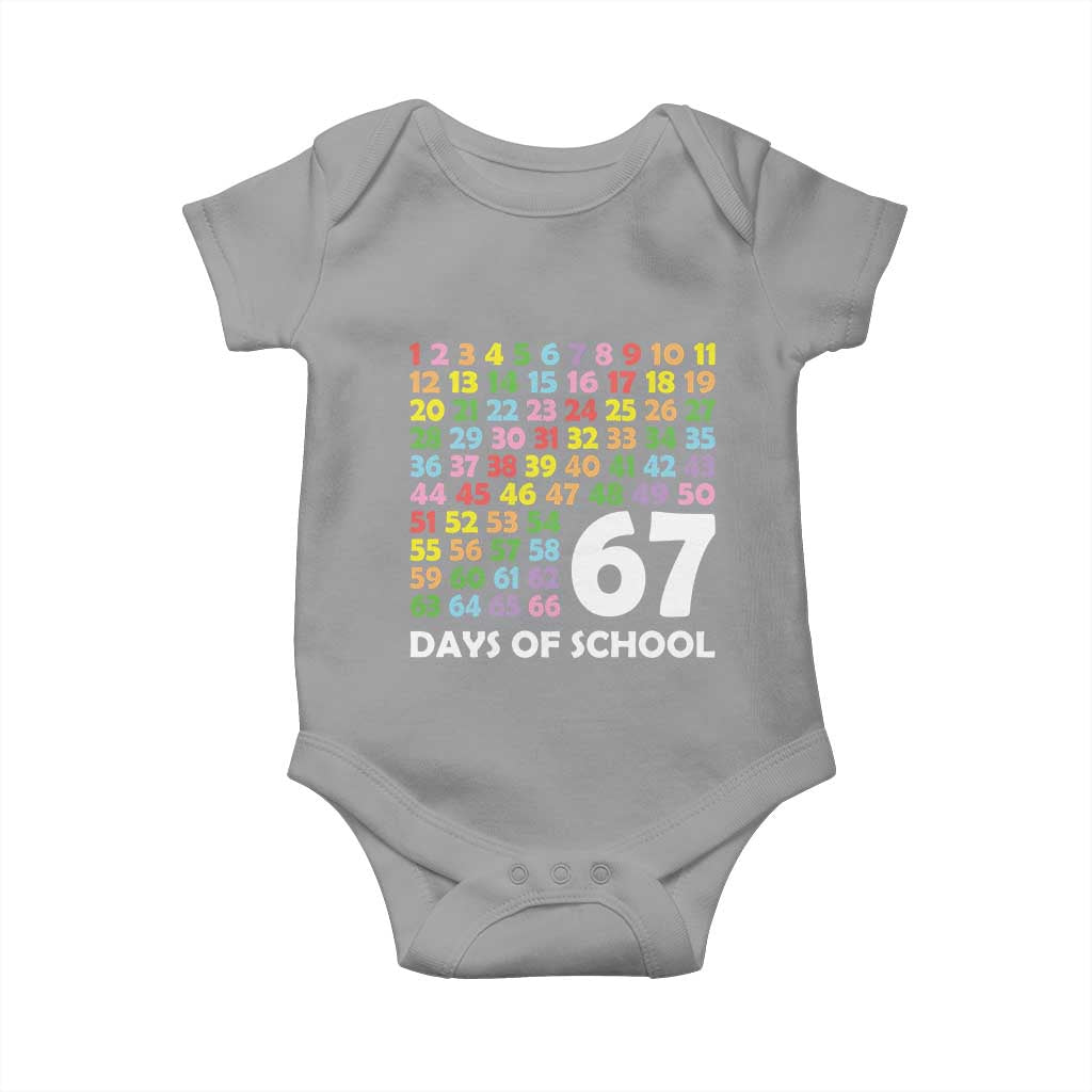67 Days of School Baby Onesie Colorful Countdown Grid Milestone Classroom Fun TS02 Sport Gray Print Your Wear
