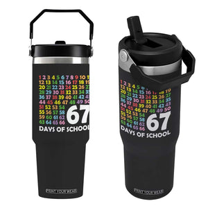 67 Days of School Flip Straw Tumbler Colorful Countdown Grid Milestone Classroom Fun TS02 One Size: 30 oz Black Print Your Wear
