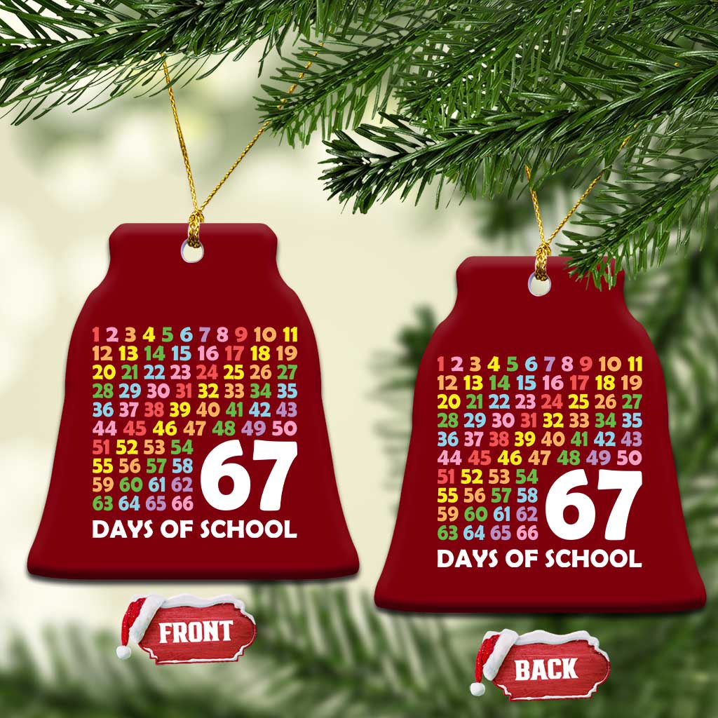 67 Days of School Ceramic Ornament Colorful Countdown Grid Milestone Classroom Fun TS02 Print Your Wear