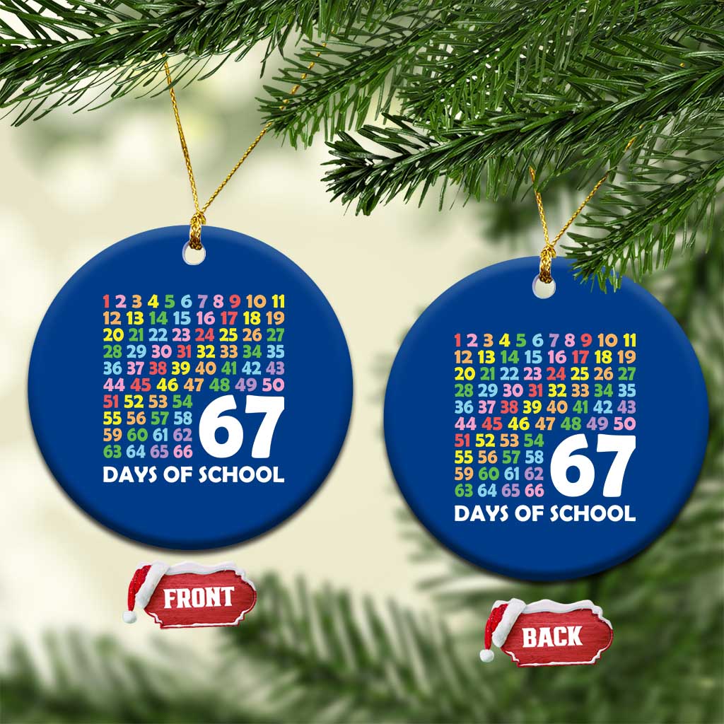 67 Days of School Ceramic Ornament Colorful Countdown Grid Milestone Classroom Fun TS02 1pc Blue Print Your Wear