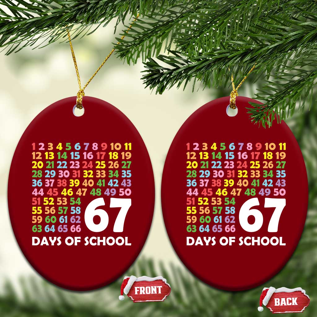 67 Days of School Ceramic Ornament Colorful Countdown Grid Milestone Classroom Fun TS02 Print Your Wear