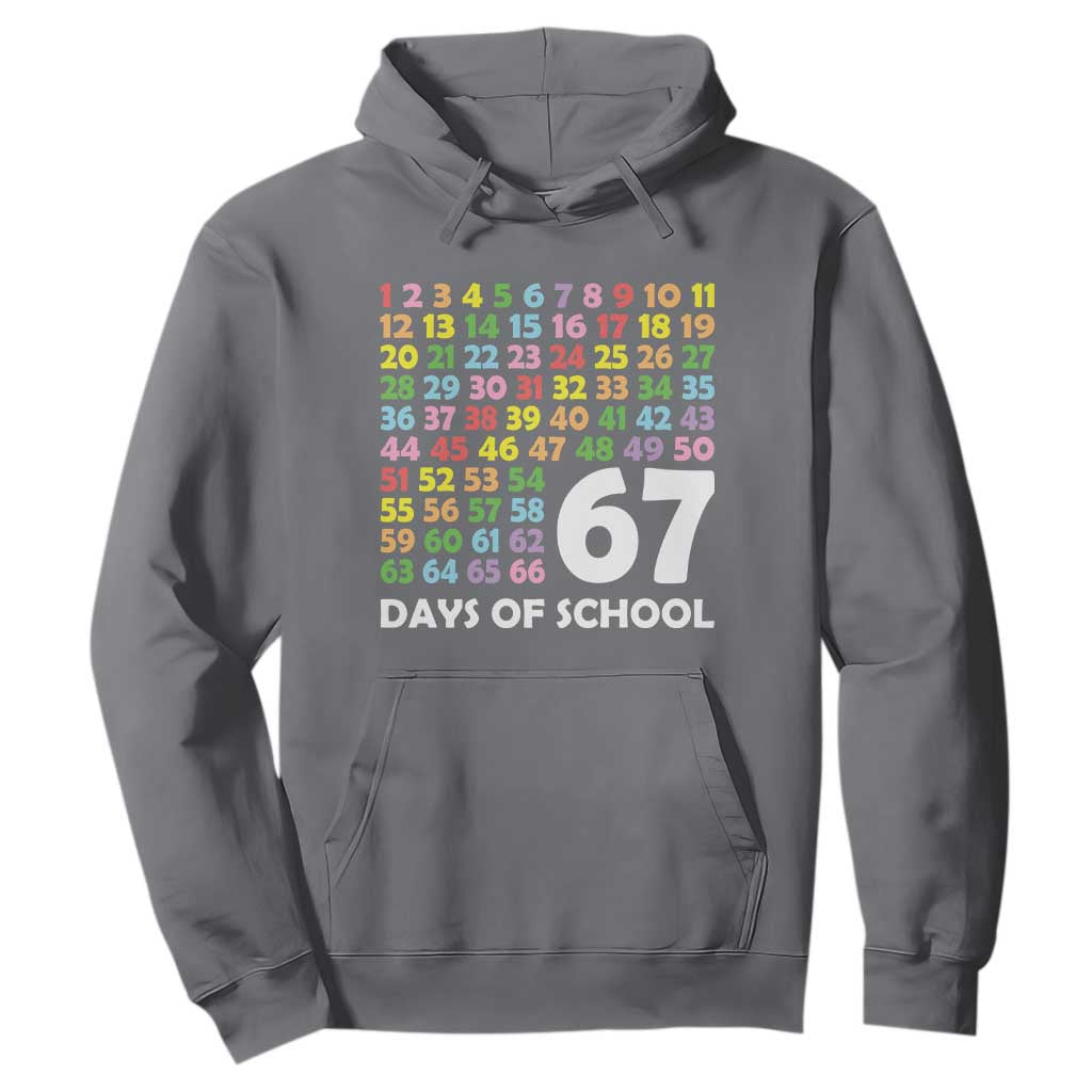 67 Days of School Hoodie Colorful Countdown Grid Milestone Classroom Fun TS02 Charcoal Print Your Wear