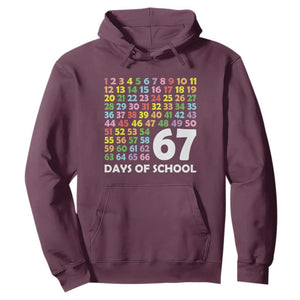 67 Days of School Hoodie Colorful Countdown Grid Milestone Classroom Fun TS02 Maroon Print Your Wear