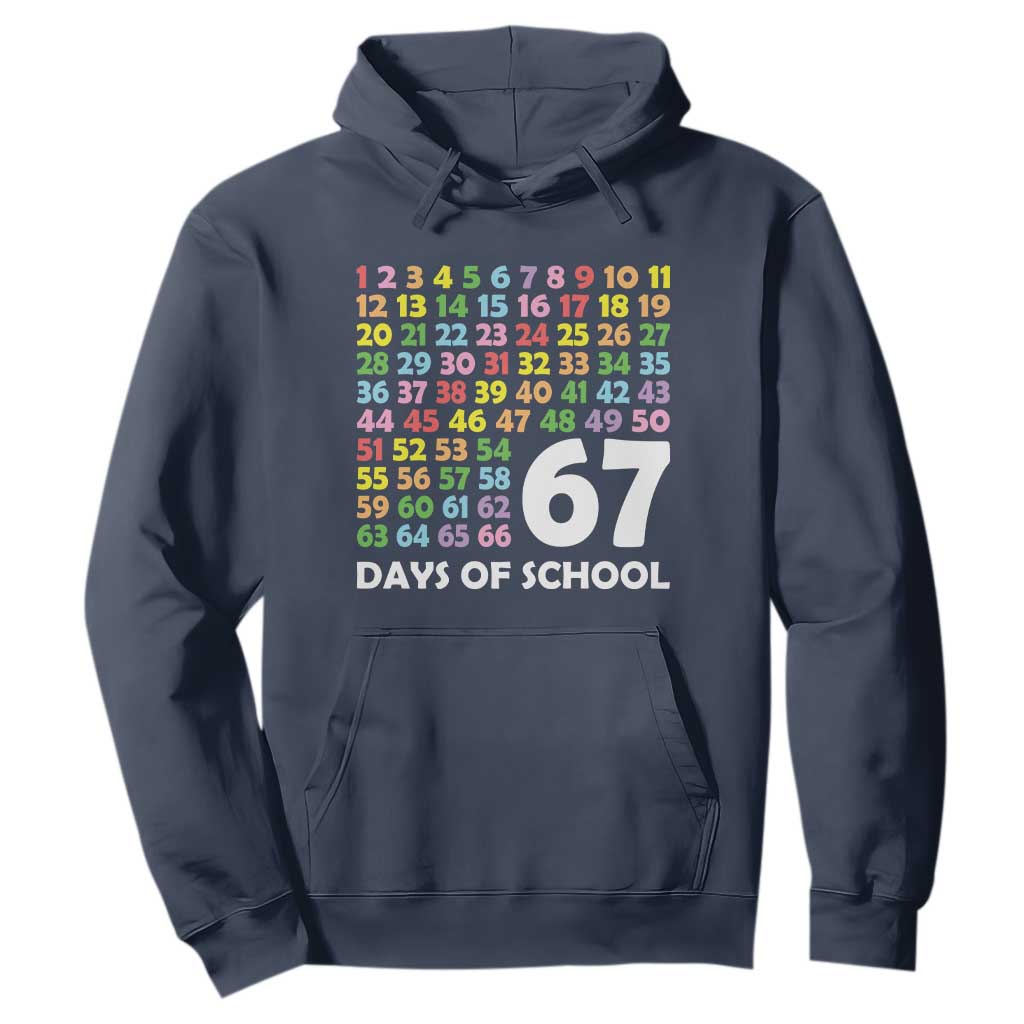 67 Days of School Hoodie Colorful Countdown Grid Milestone Classroom Fun TS02 Navy Print Your Wear