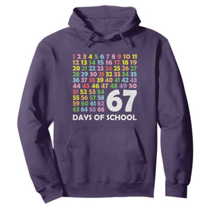 67 Days of School Hoodie Colorful Countdown Grid Milestone Classroom Fun TS02 Purple Print Your Wear