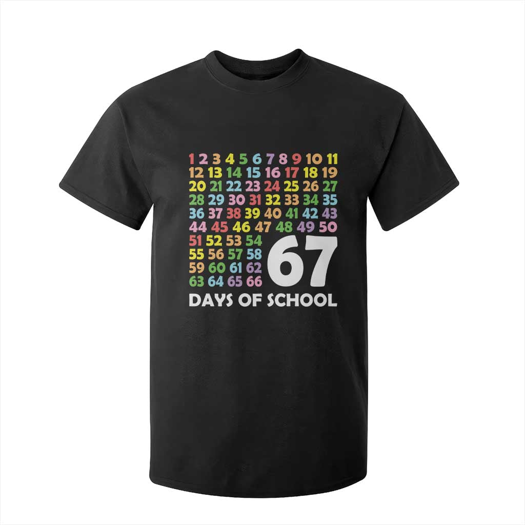 67 Days of School T Shirt For Kid Colorful Countdown Grid Milestone Classroom Fun TS02 Black Print Your Wear