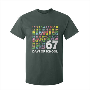 67 Days of School T Shirt For Kid Colorful Countdown Grid Milestone Classroom Fun TS02 Dark Forest Green Print Your Wear