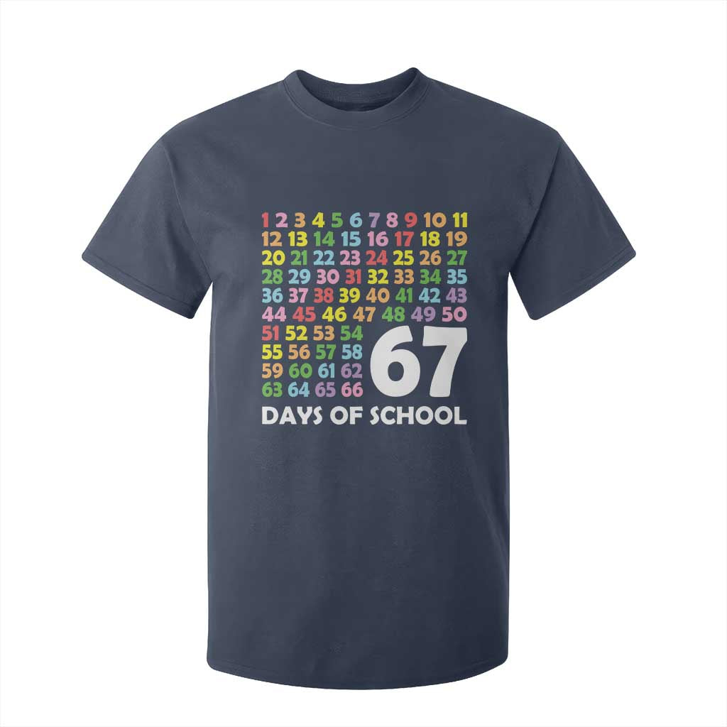 67 Days of School T Shirt For Kid Colorful Countdown Grid Milestone Classroom Fun TS02 Navy Print Your Wear