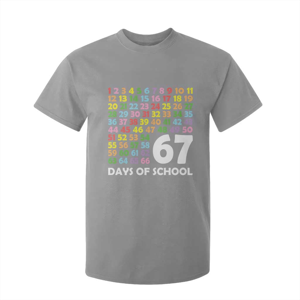 67 Days of School T Shirt For Kid Colorful Countdown Grid Milestone Classroom Fun TS02 Sport Gray Print Your Wear