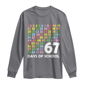 67 Days of School Long Sleeve Shirt Colorful Countdown Grid Milestone Classroom Fun TS02 Charcoal Print Your Wear