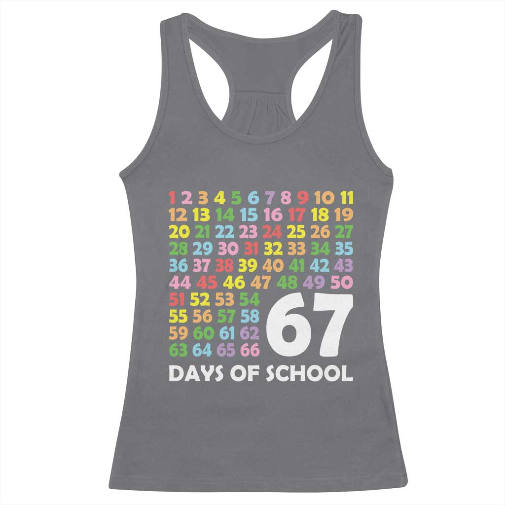 67 Days of School Racerback Tank Top Colorful Countdown Grid Milestone Classroom Fun TS02 Charcoal Print Your Wear