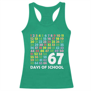 67 Days of School Racerback Tank Top Colorful Countdown Grid Milestone Classroom Fun TS02 Irish Green Print Your Wear