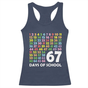 67 Days of School Racerback Tank Top Colorful Countdown Grid Milestone Classroom Fun TS02 Navy Print Your Wear