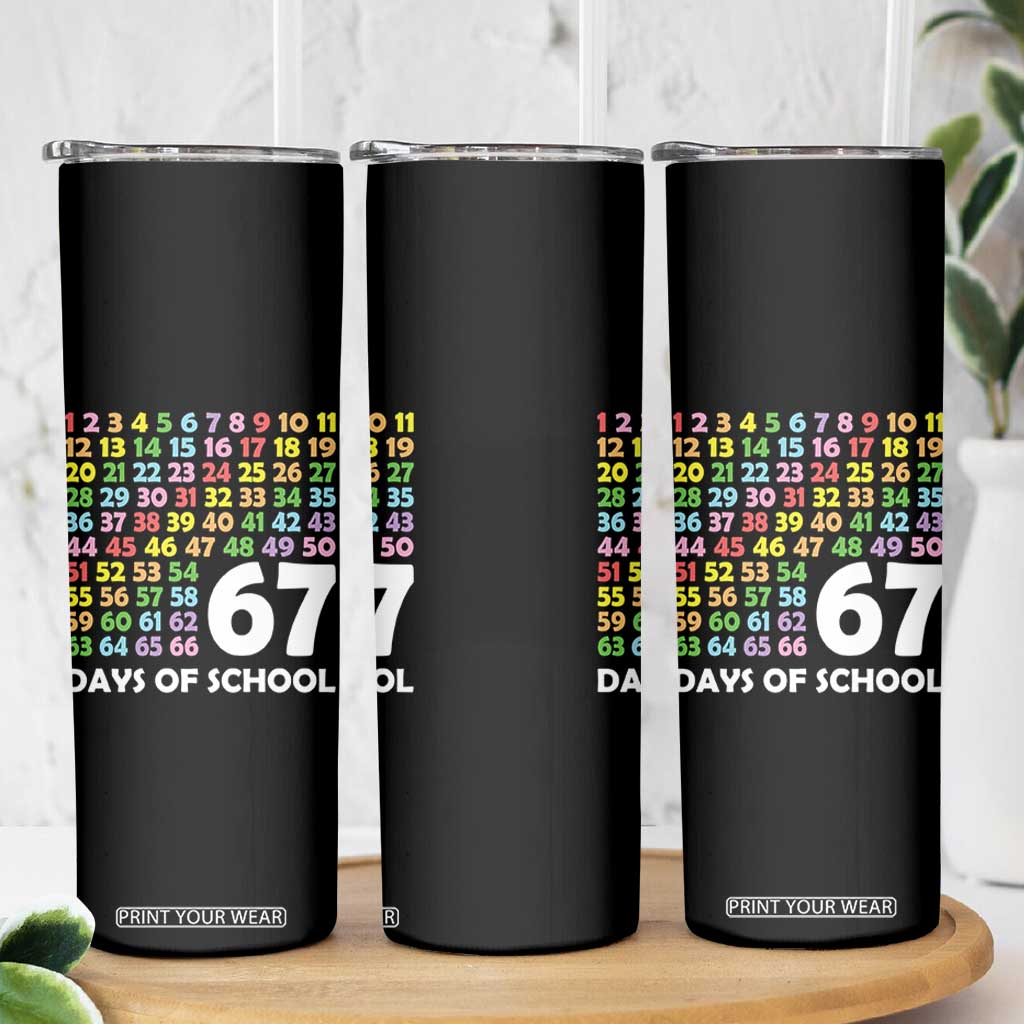 67 Days of School Skinny Tumbler Colorful Countdown Grid Milestone Classroom Fun TS02 Print Your Wear