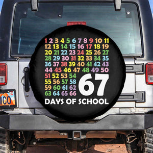 67 Days of School Spare Tire Cover Colorful Countdown Grid Milestone Classroom Fun TS02 No hole Black Print Your Wear